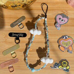 String Ting Daydreamer Wristlet Phone Strap | White Clouds | Handmade in London